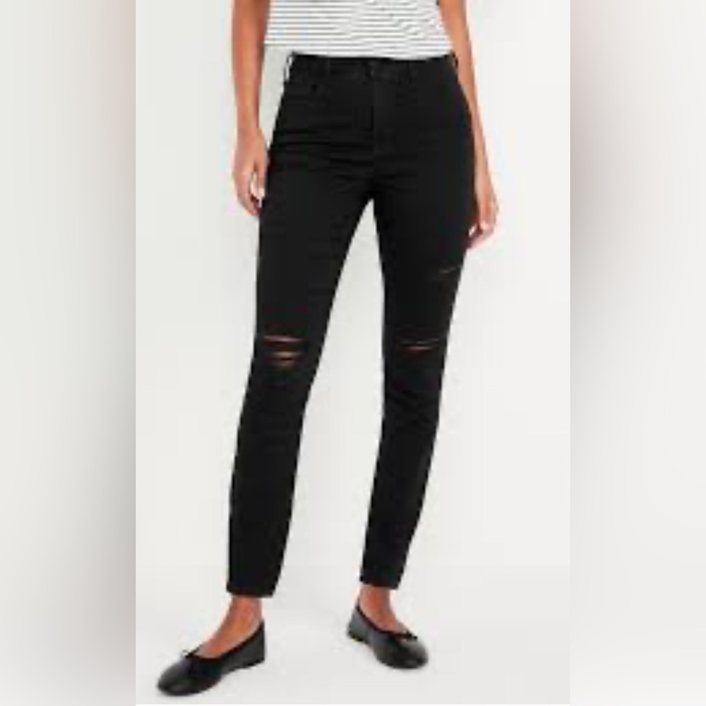 Old Navy Pop Icon Skinny Black Distressed Jeans